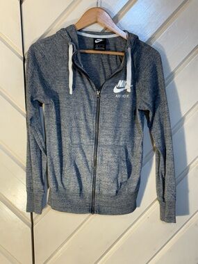 Nike Heather Gray Zip Hoodie with White Logo